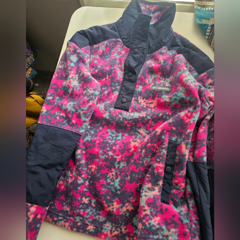 Columbia Pink and Blue Fleece Pullover